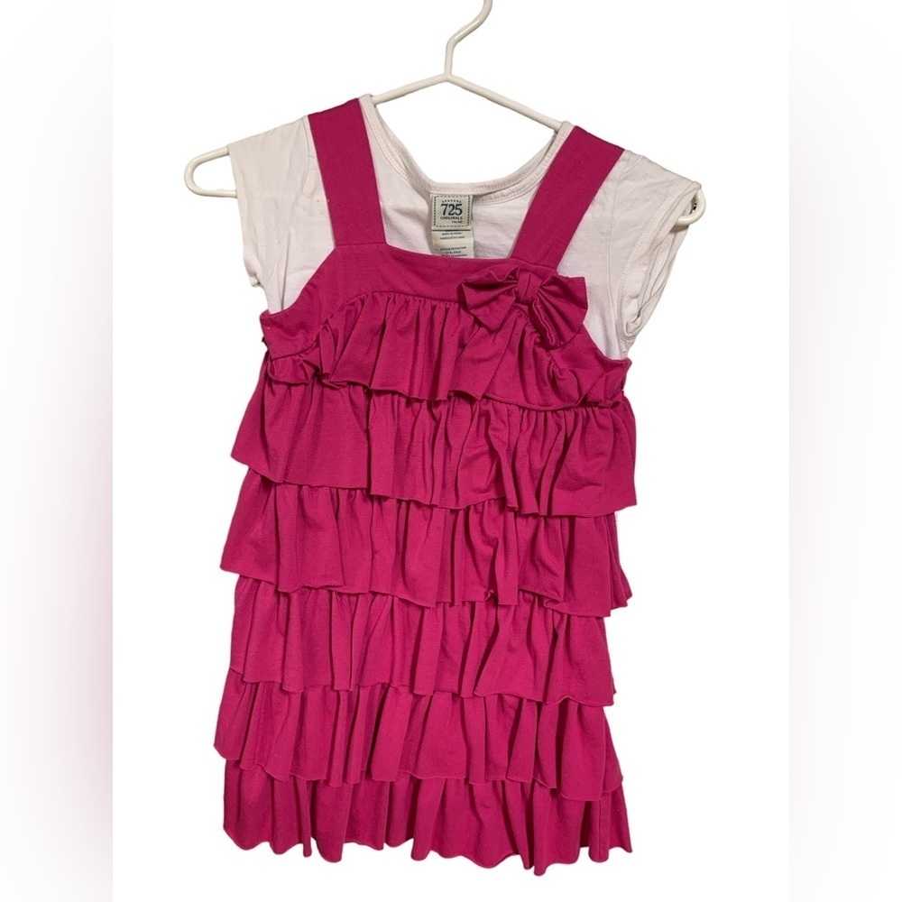 725 Originals girls pink ruffle tshirt dress